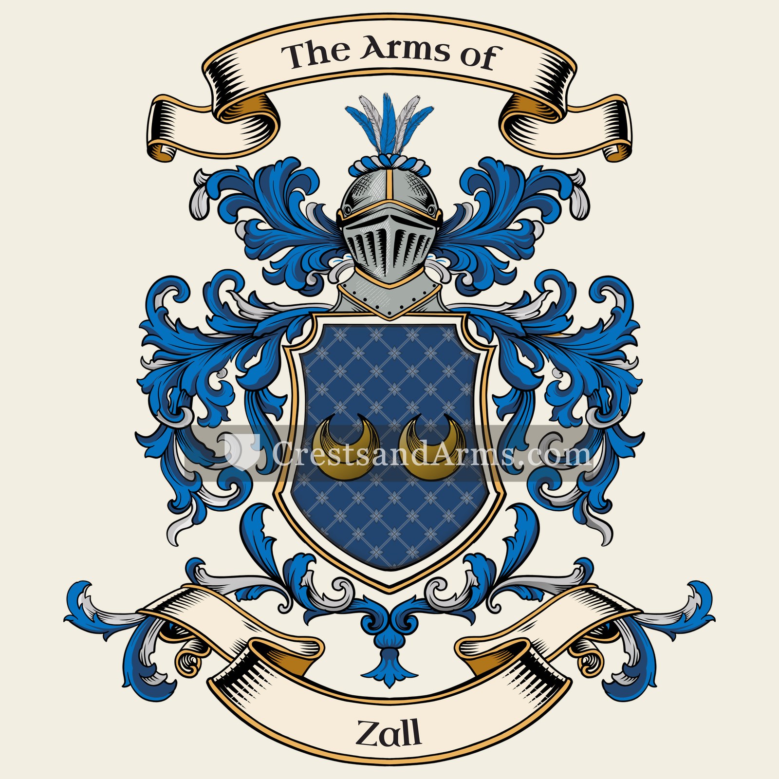 The Zall coat of arms, drawn from the recorded blazon