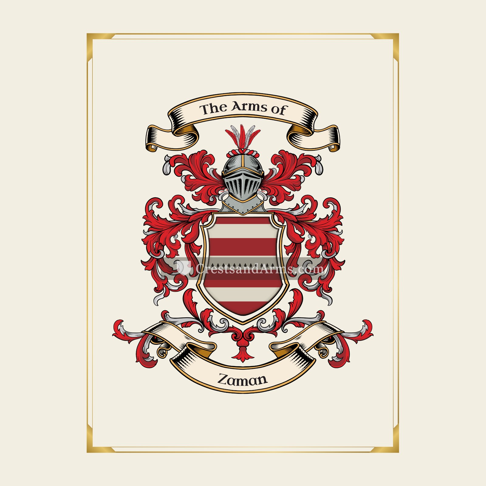 With gold border