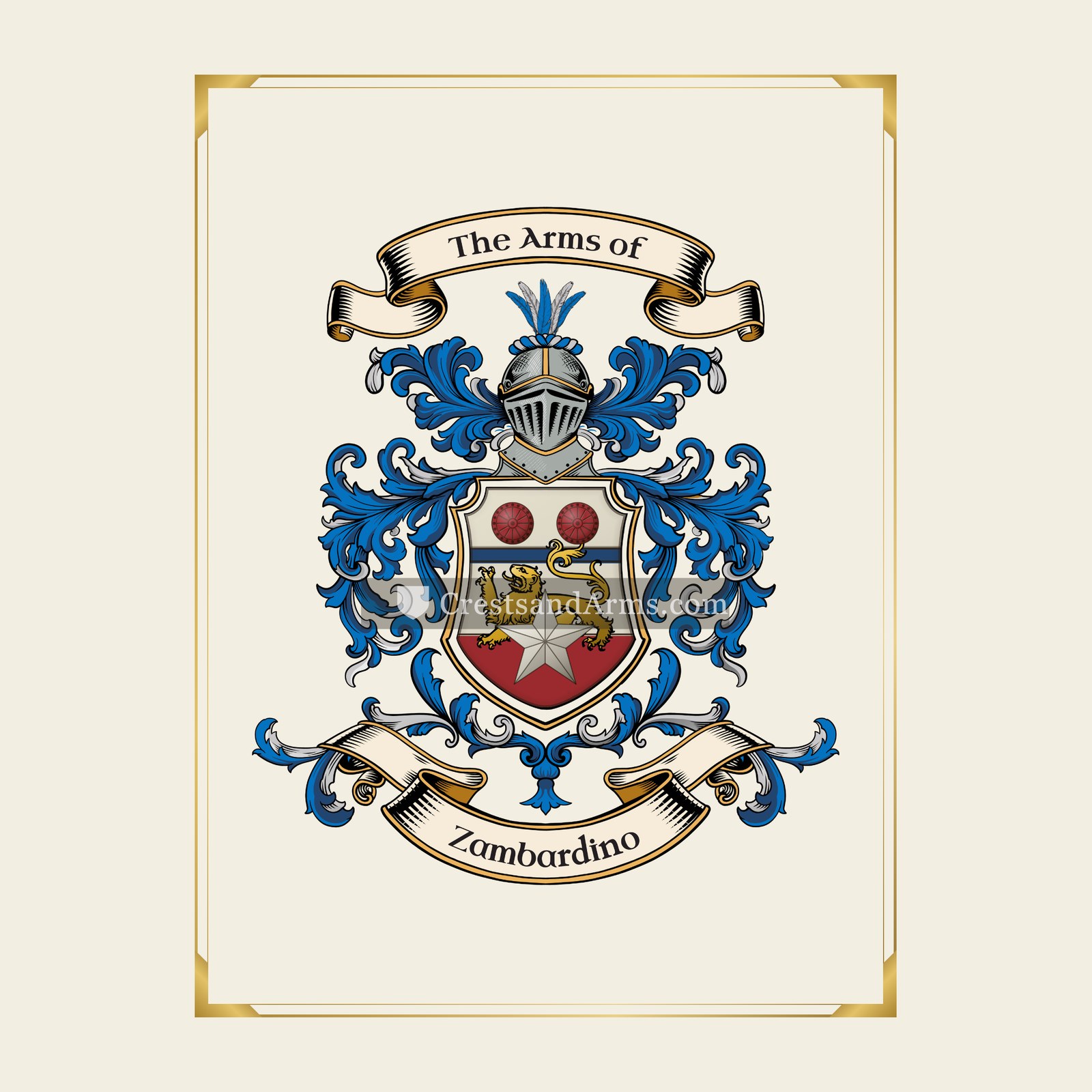 With gold border