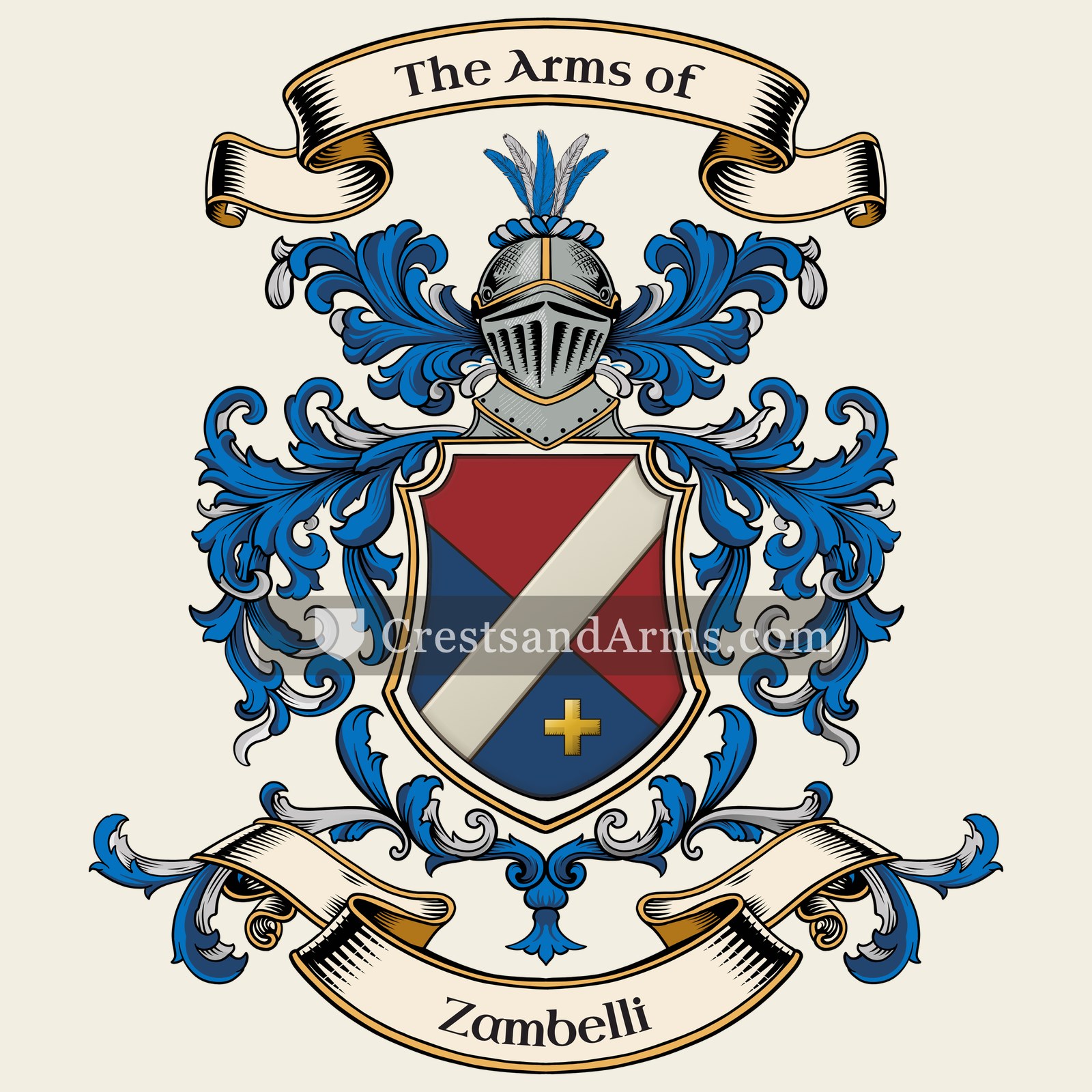 The Zambelli coat of arms, drawn from the recorded blazon