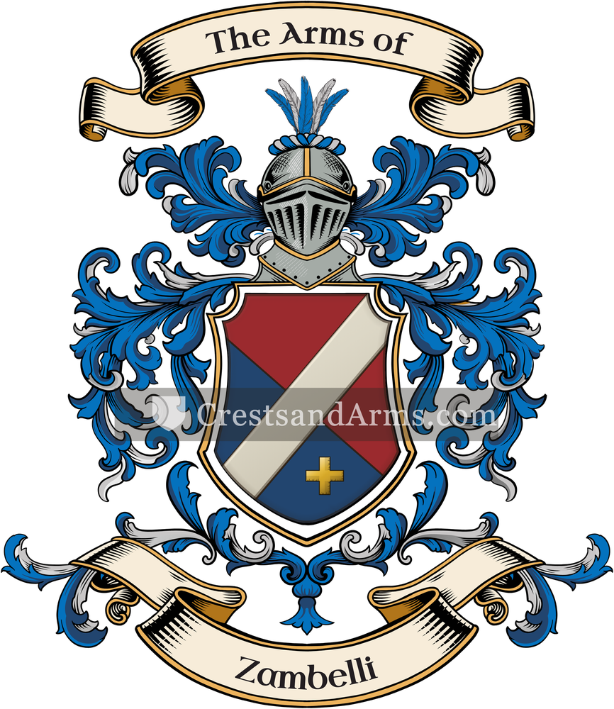 The Zambelli coat of arms, drawn from the recorded blazon