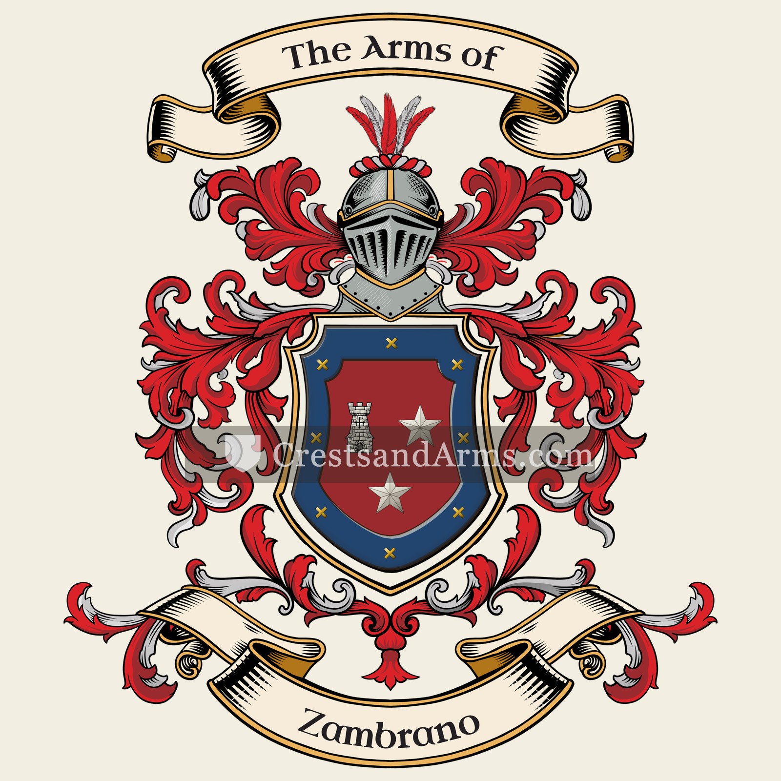 The Zambrano coat of arms, drawn from the recorded blazon