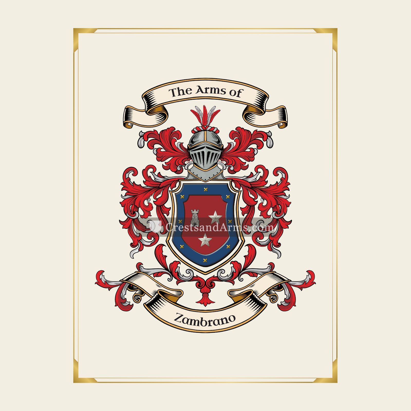With gold border
