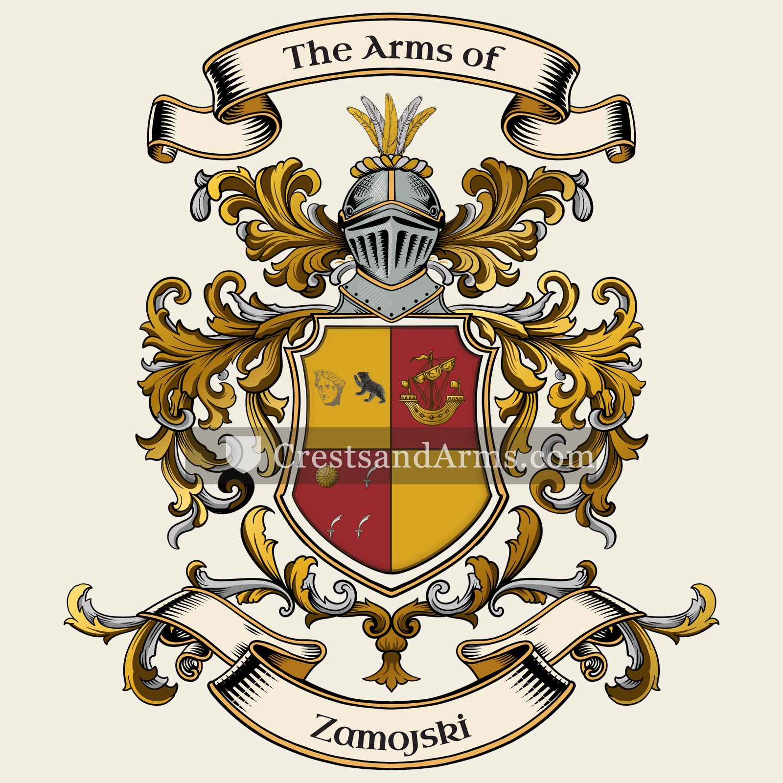The Zamojski coat of arms, drawn from the recorded blazon