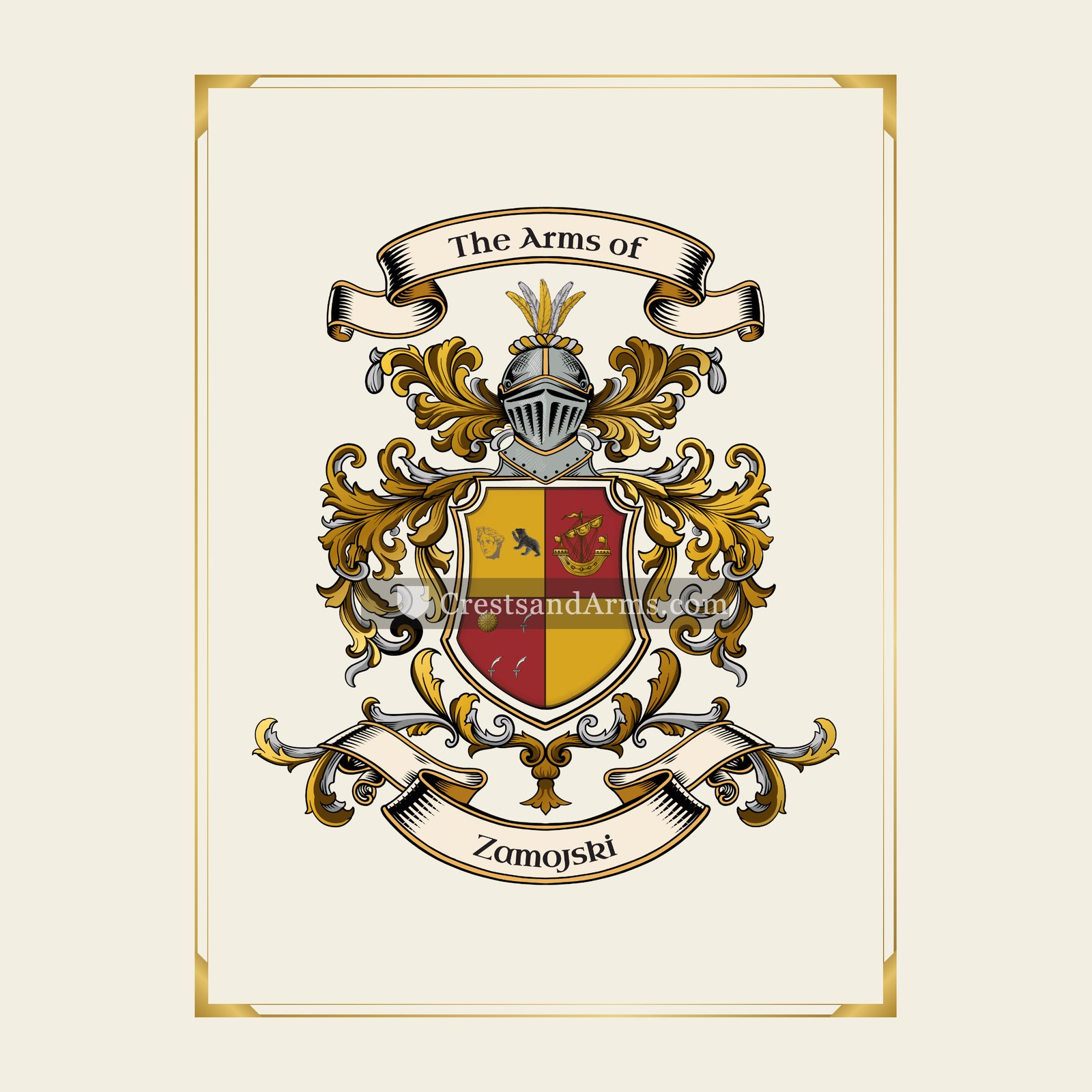With gold border