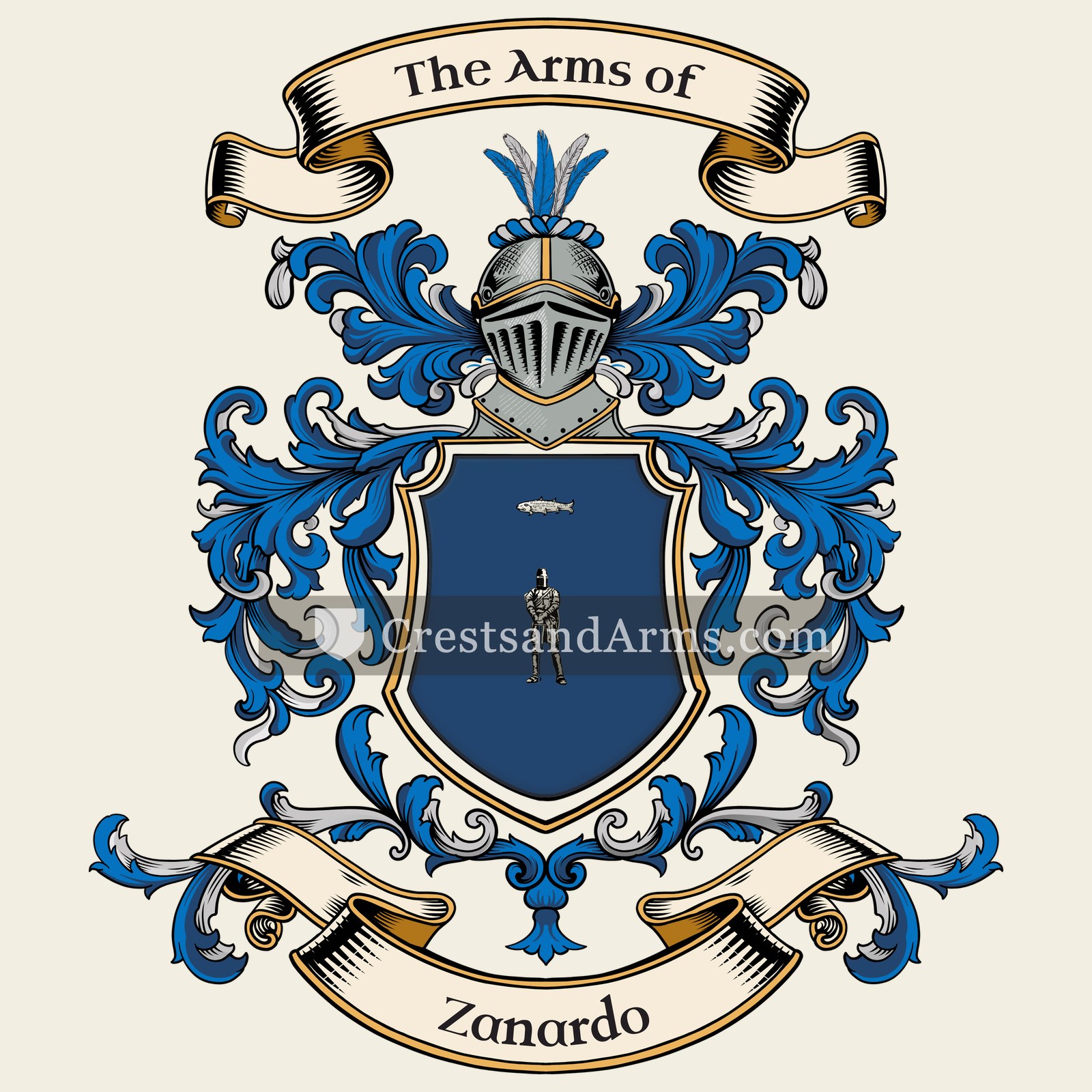 The Zanardo coat of arms, drawn from the recorded blazon