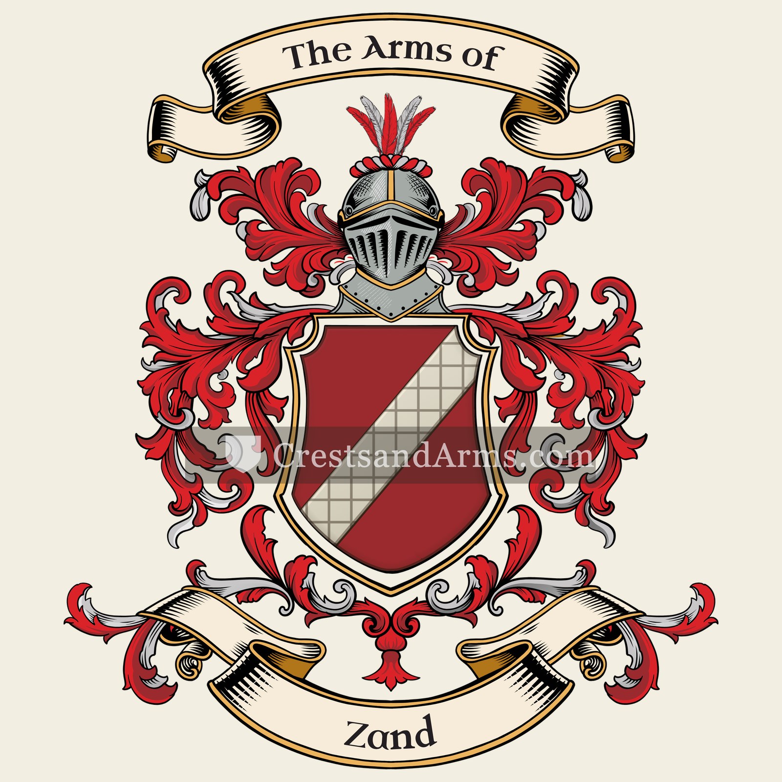 The Zand coat of arms, drawn from the recorded blazon