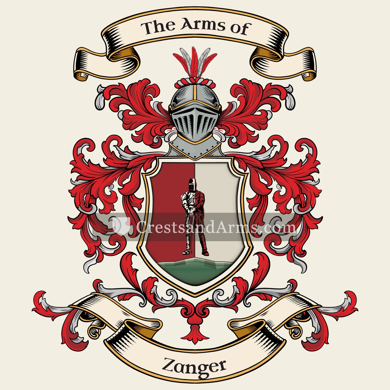 The Zanger coat of arms, drawn from the recorded blazon