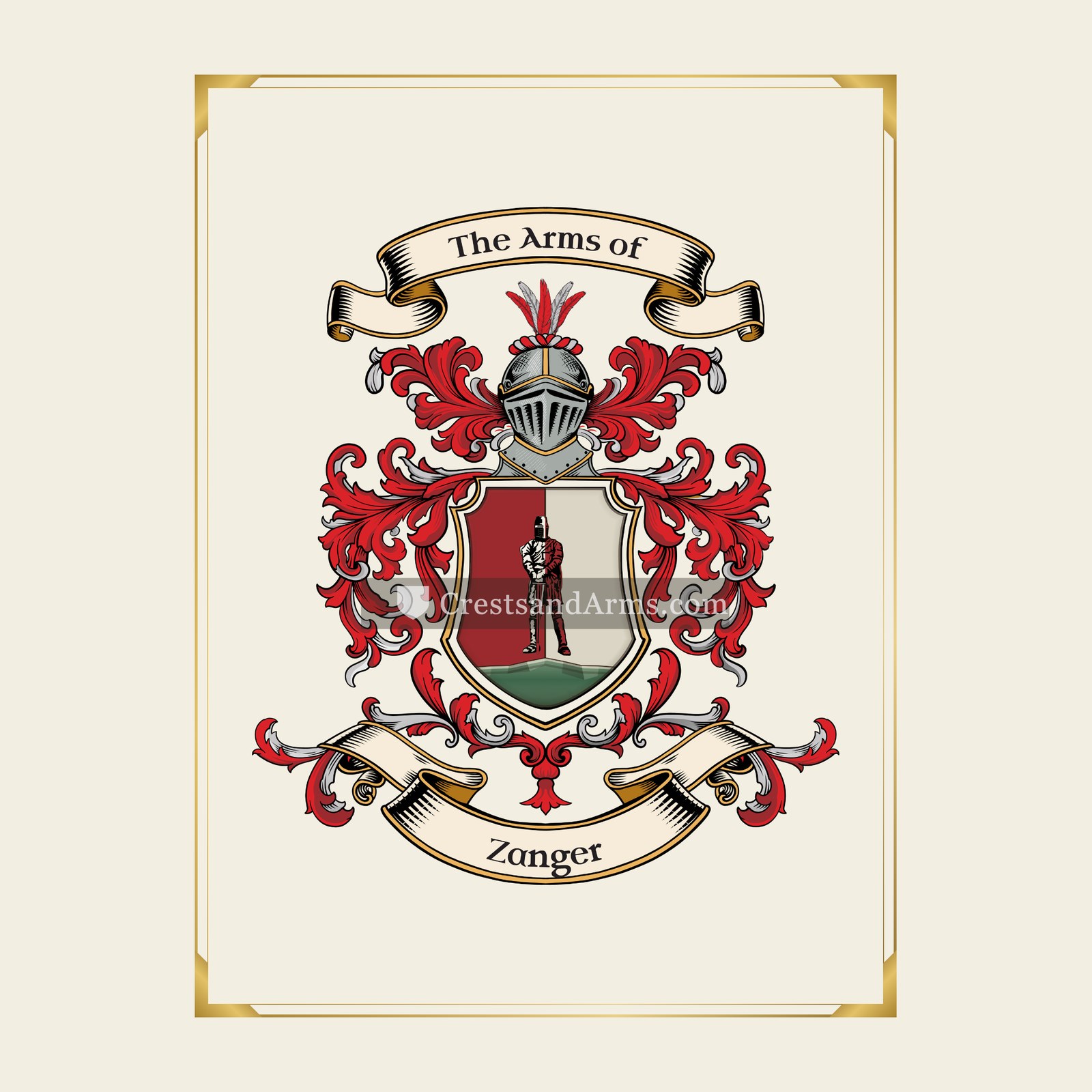 With gold border