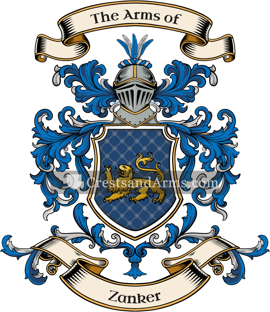The Zanker coat of arms, drawn from the recorded blazon