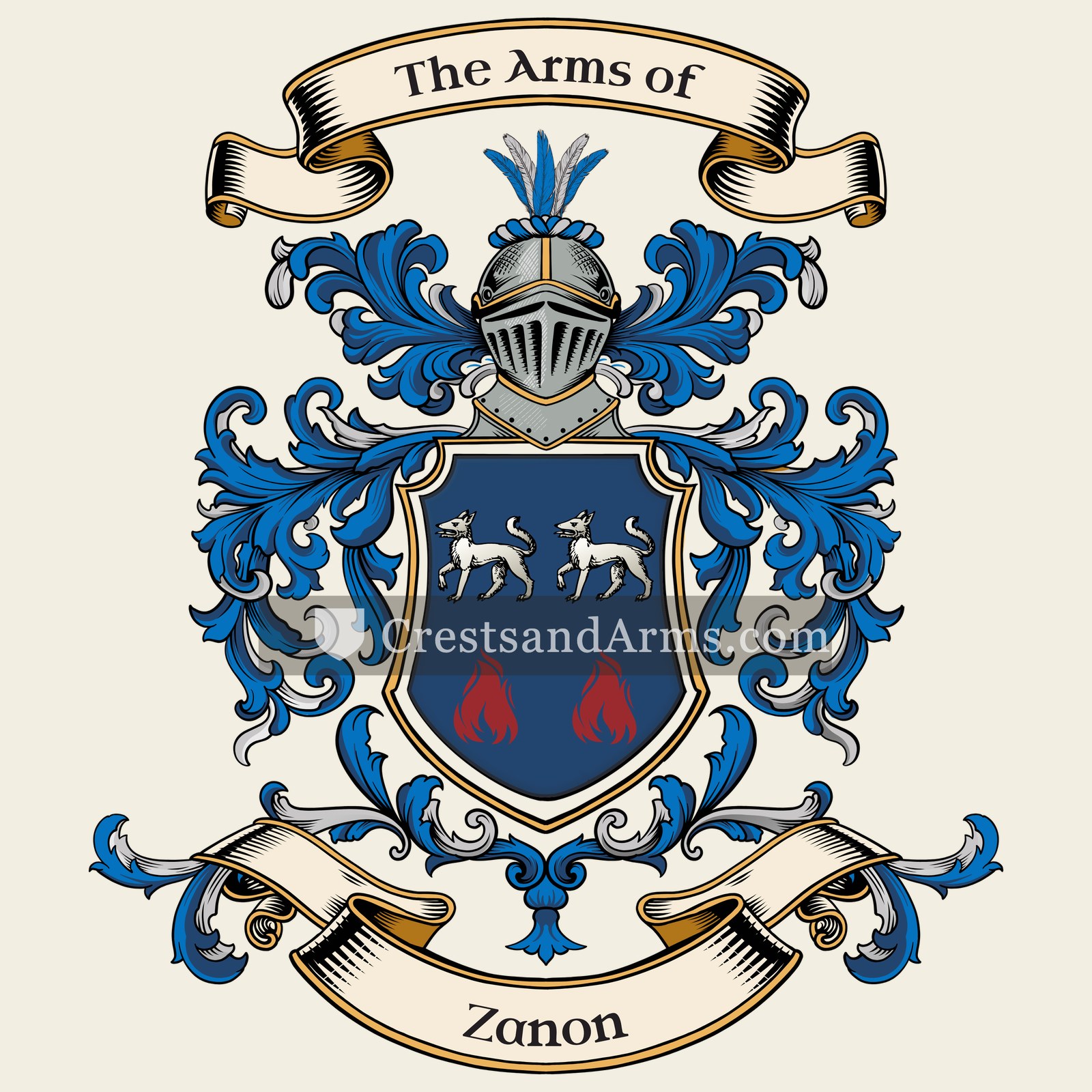 The Zanon coat of arms, drawn from the recorded blazon