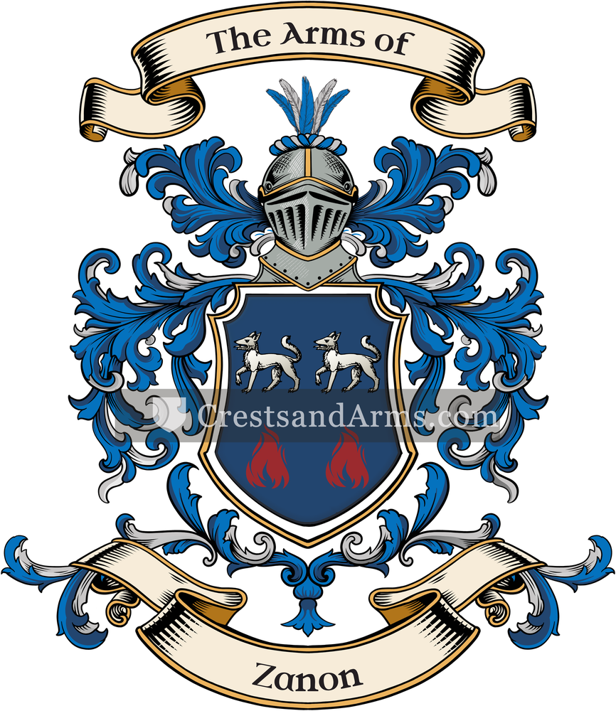 The Zanon coat of arms, drawn from the recorded blazon