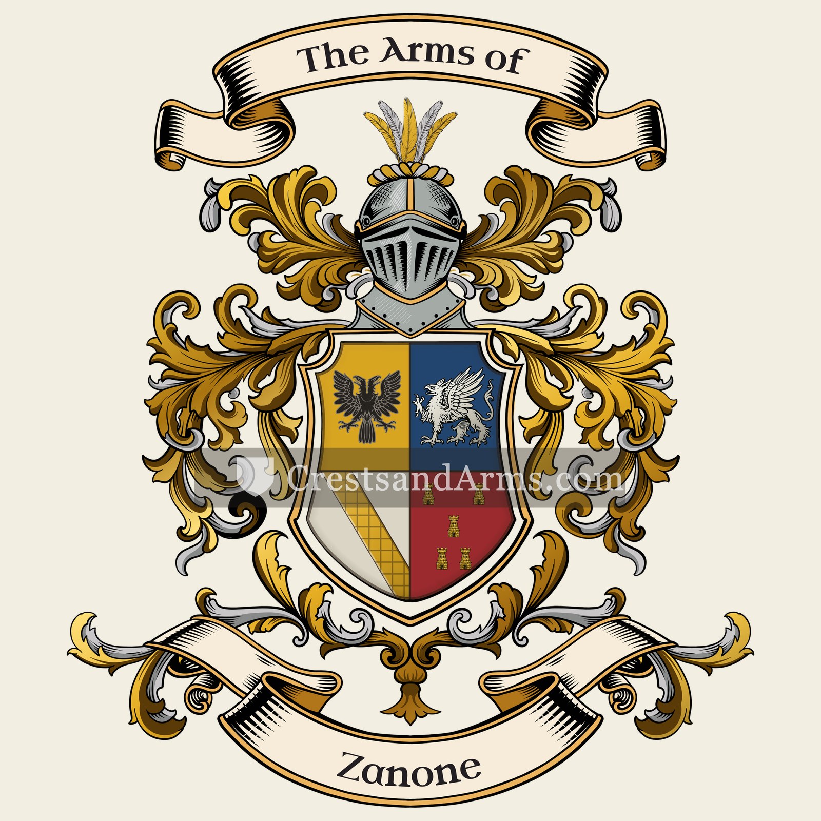 The Zanone coat of arms, drawn from the recorded blazon