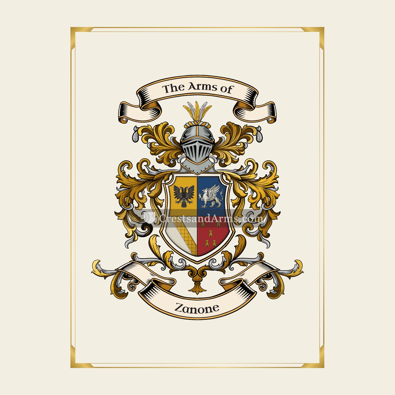 With gold border