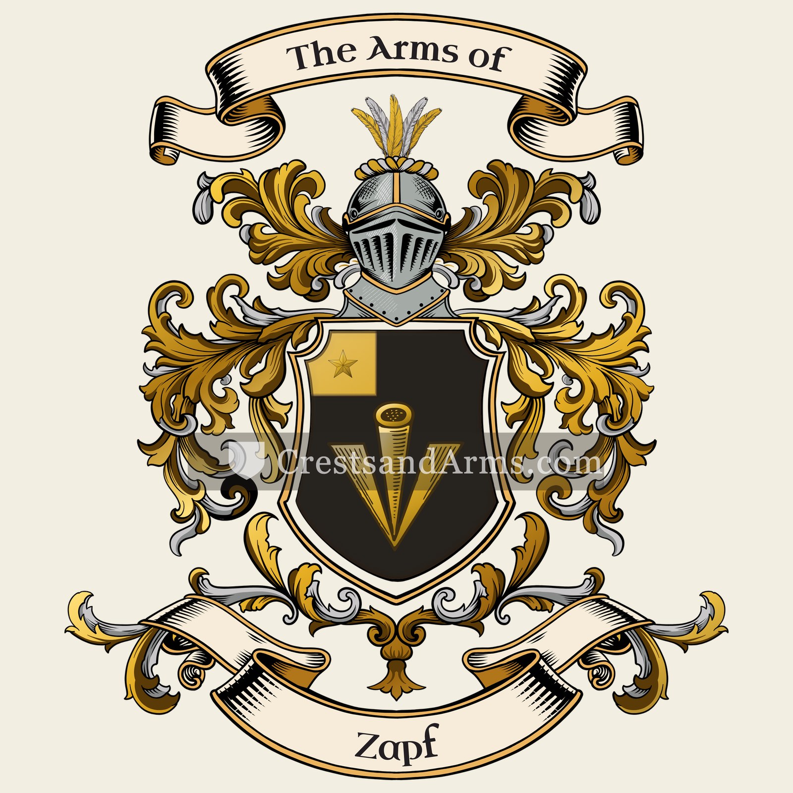 The Zapf coat of arms, drawn from the recorded blazon