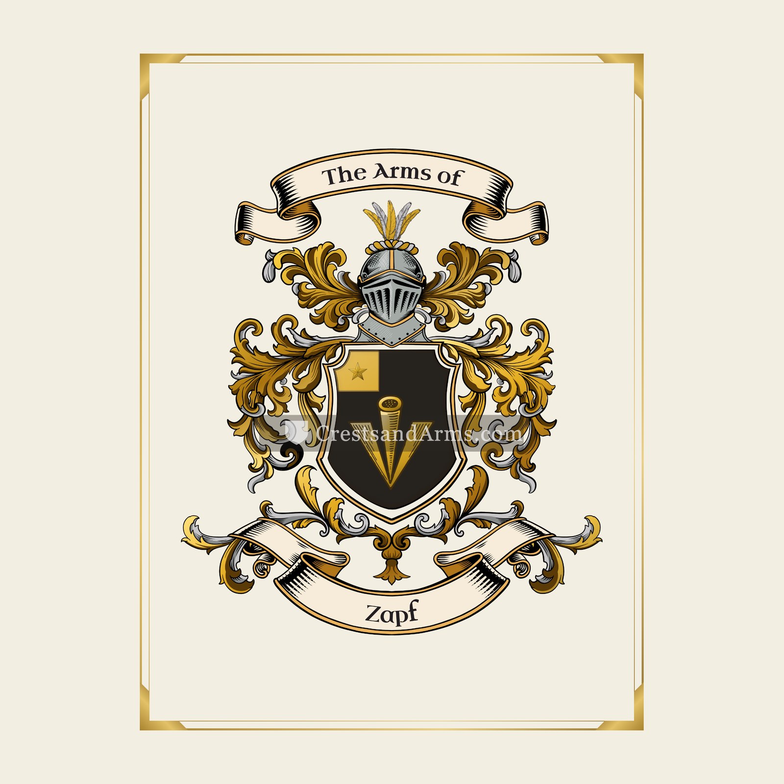 With gold border