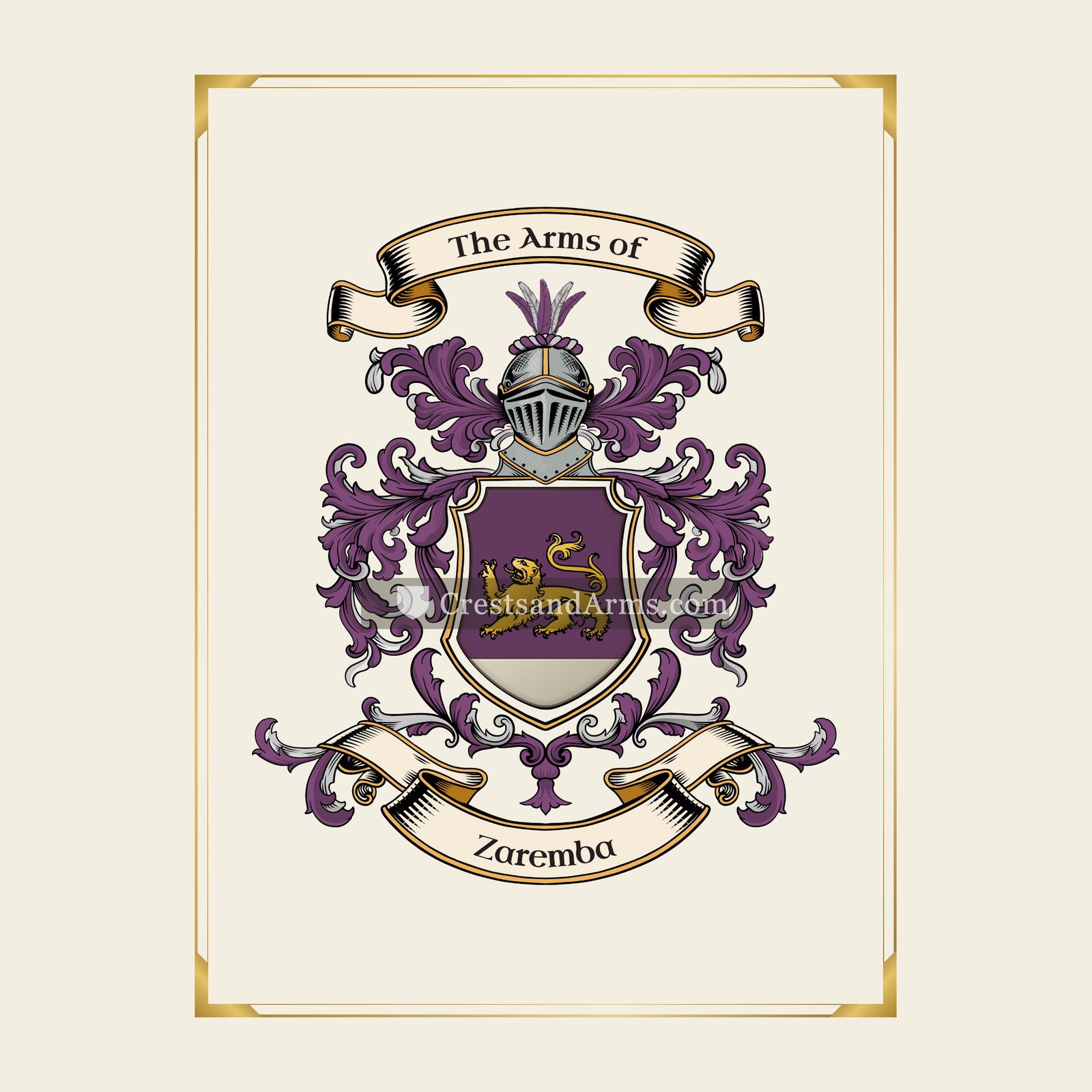 With gold border