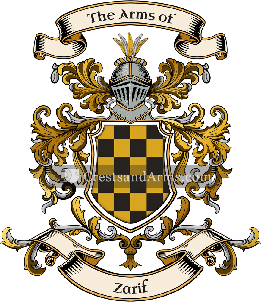 The Zarif coat of arms, drawn from the recorded blazon