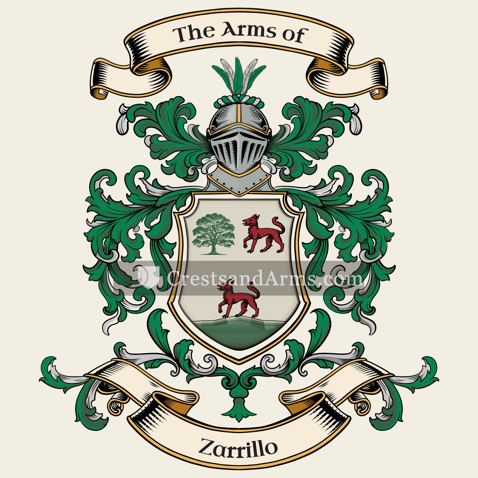 The Zarrillo coat of arms, drawn from the recorded blazon