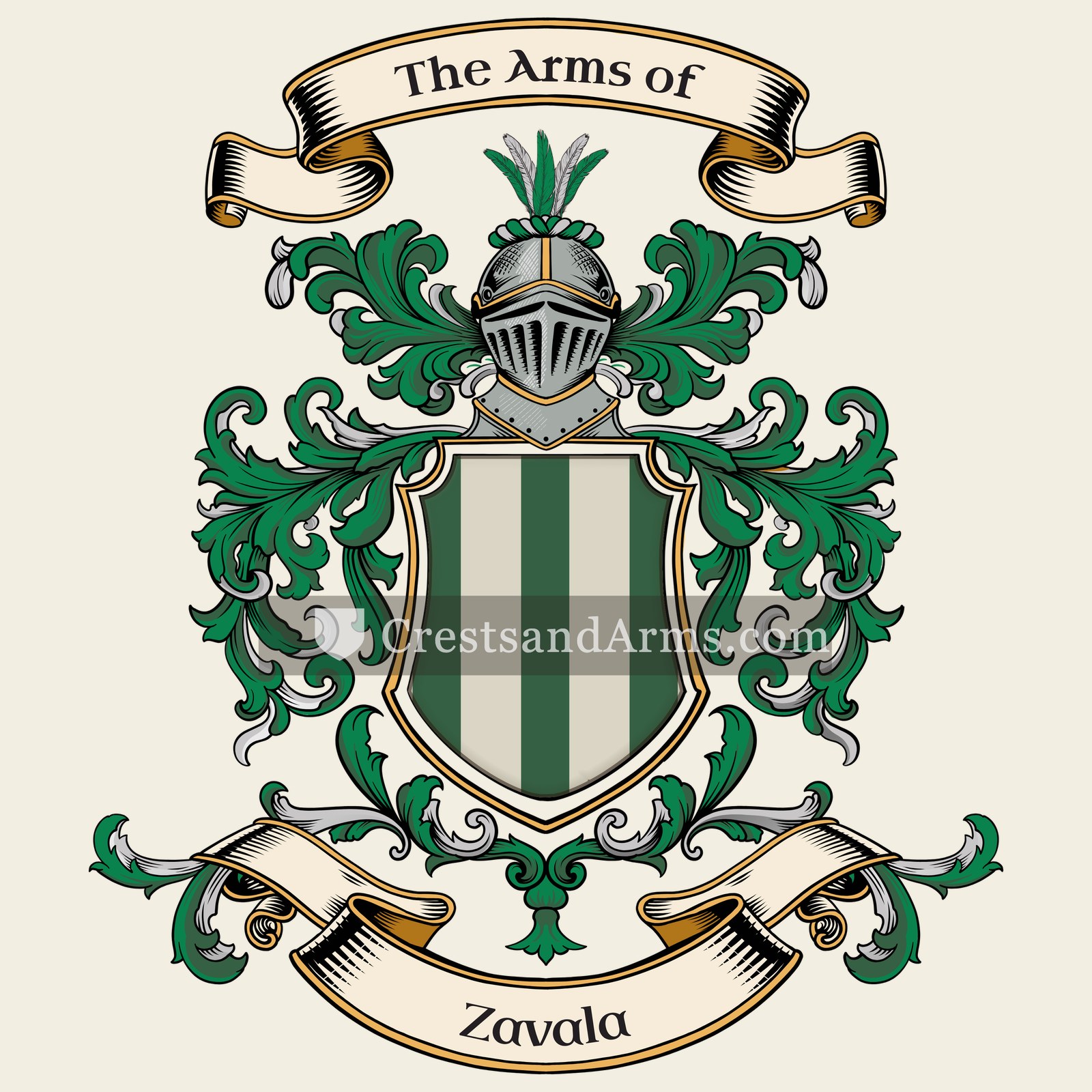 The Zavala coat of arms, drawn from the recorded blazon