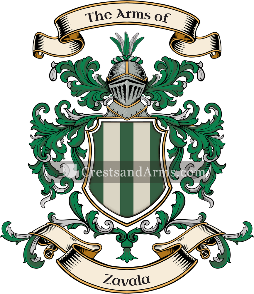 The Zavala coat of arms, drawn from the recorded blazon