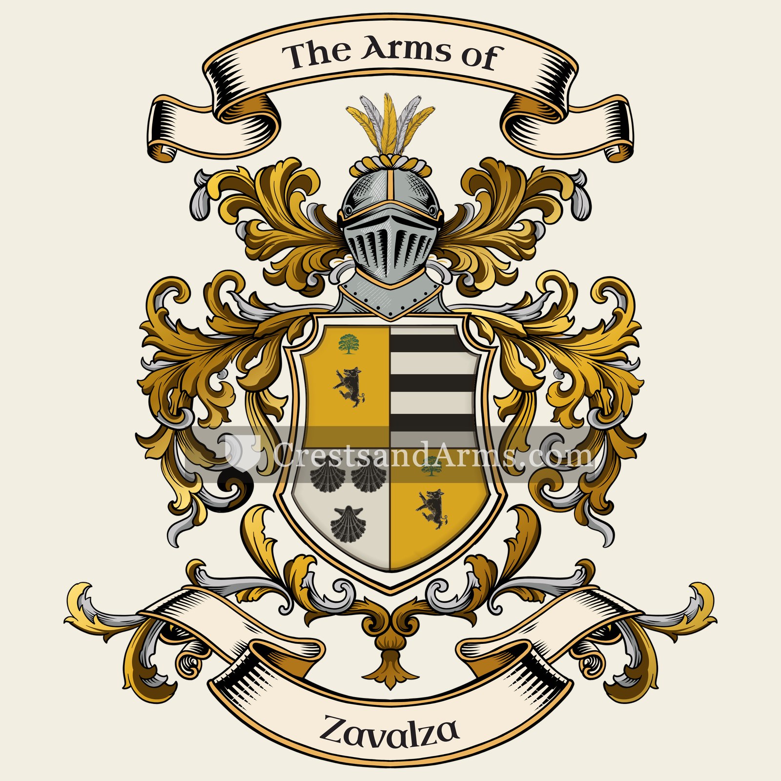 The Zavalza coat of arms, drawn from the recorded blazon