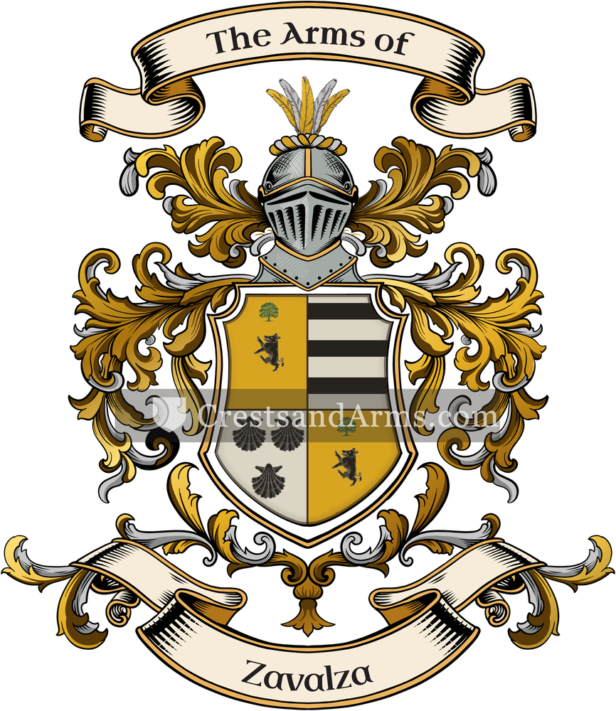 The Zavalza coat of arms, drawn from the recorded blazon