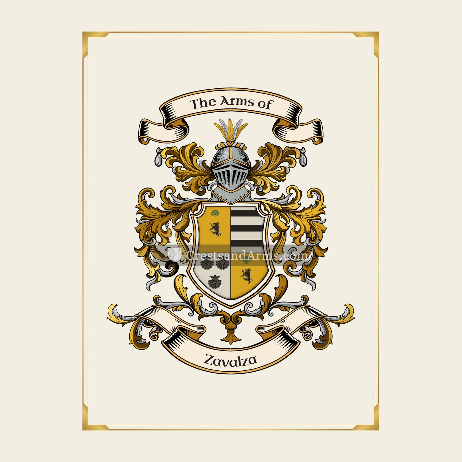 With gold border