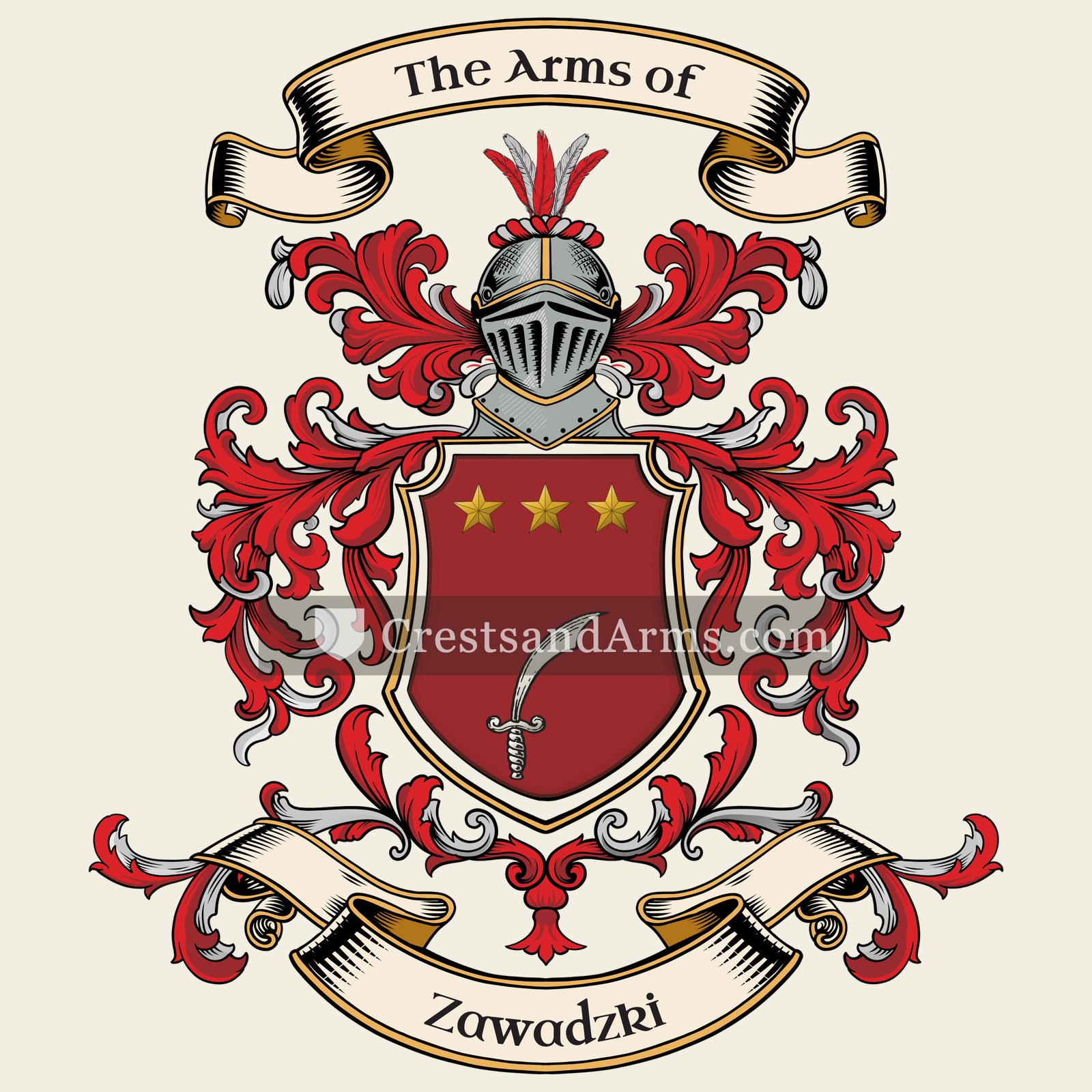 The Zawadzki coat of arms, drawn from the recorded blazon