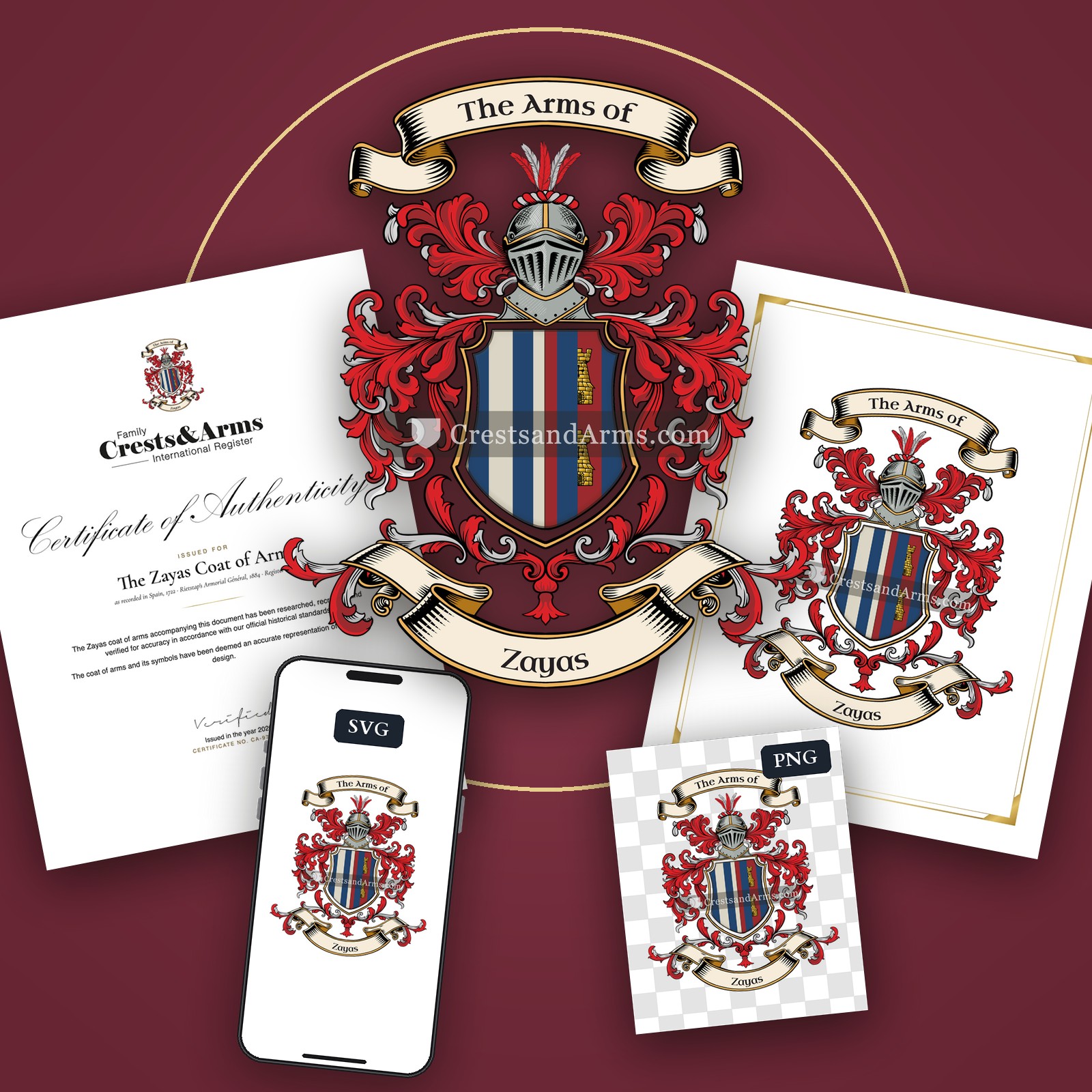 The Zayas arms on the coat of arms — digital pack