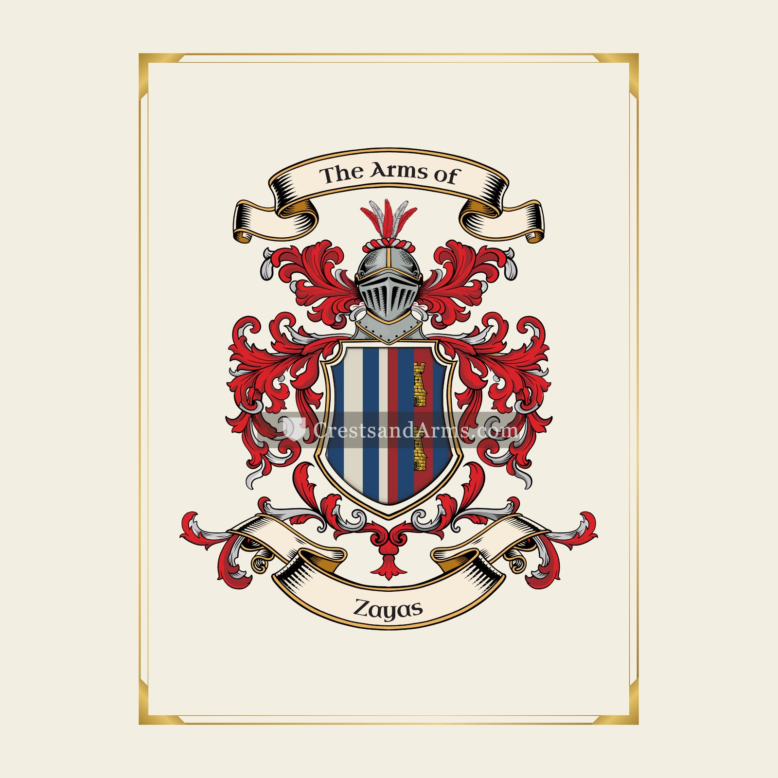With gold border