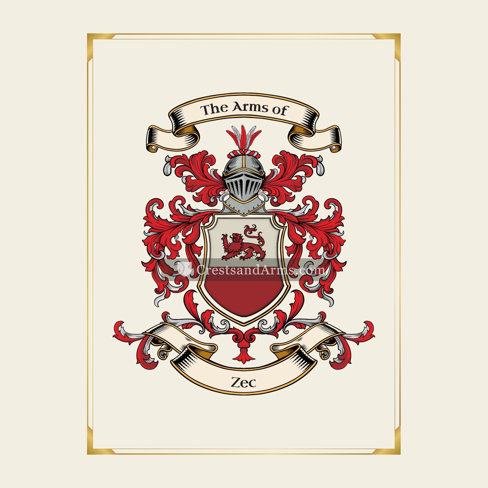 With gold border