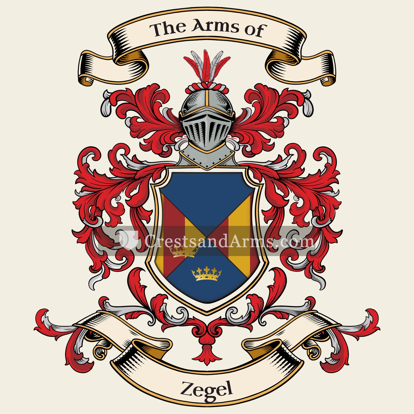 The Zegel coat of arms, drawn from the recorded blazon
