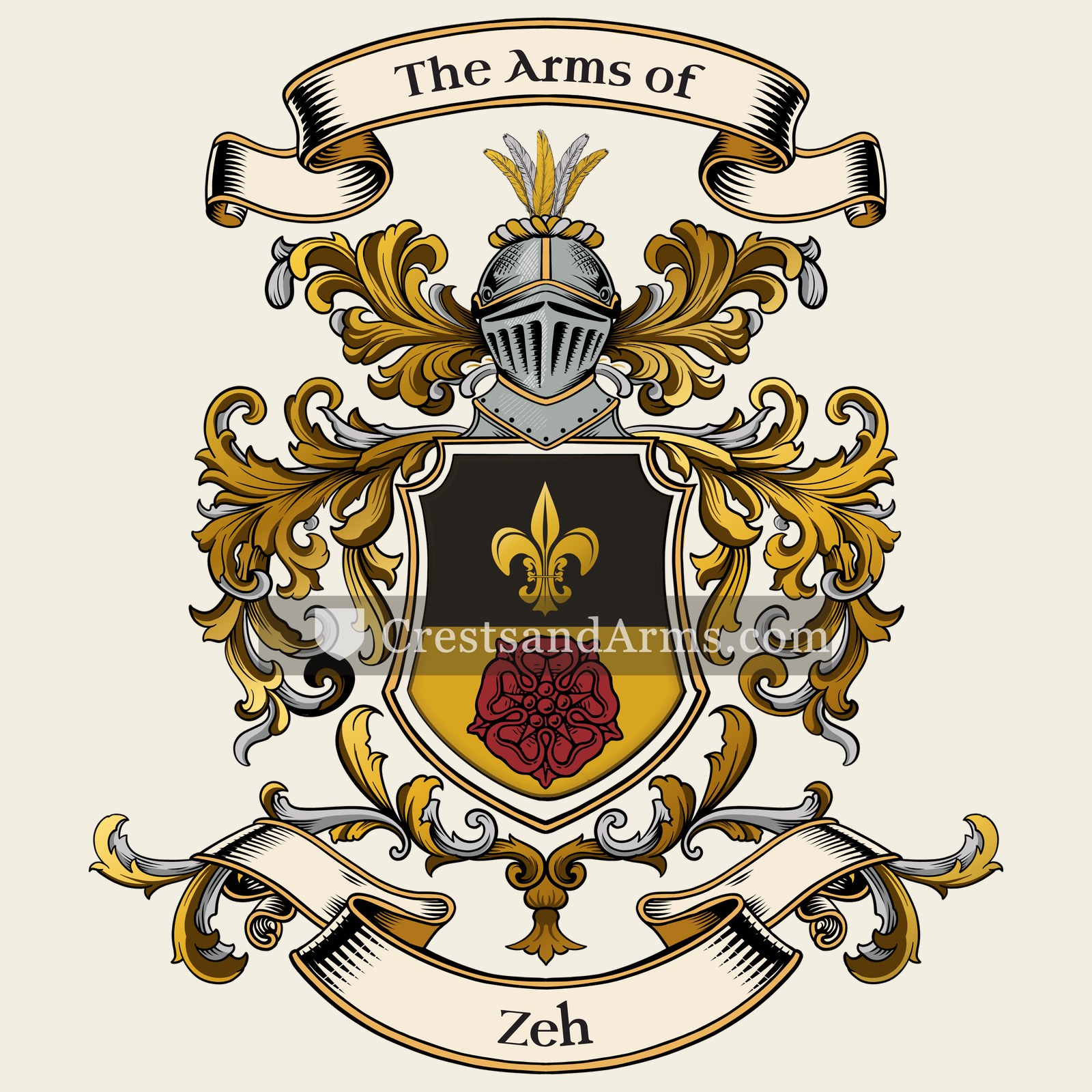The Zeh coat of arms, drawn from the recorded blazon