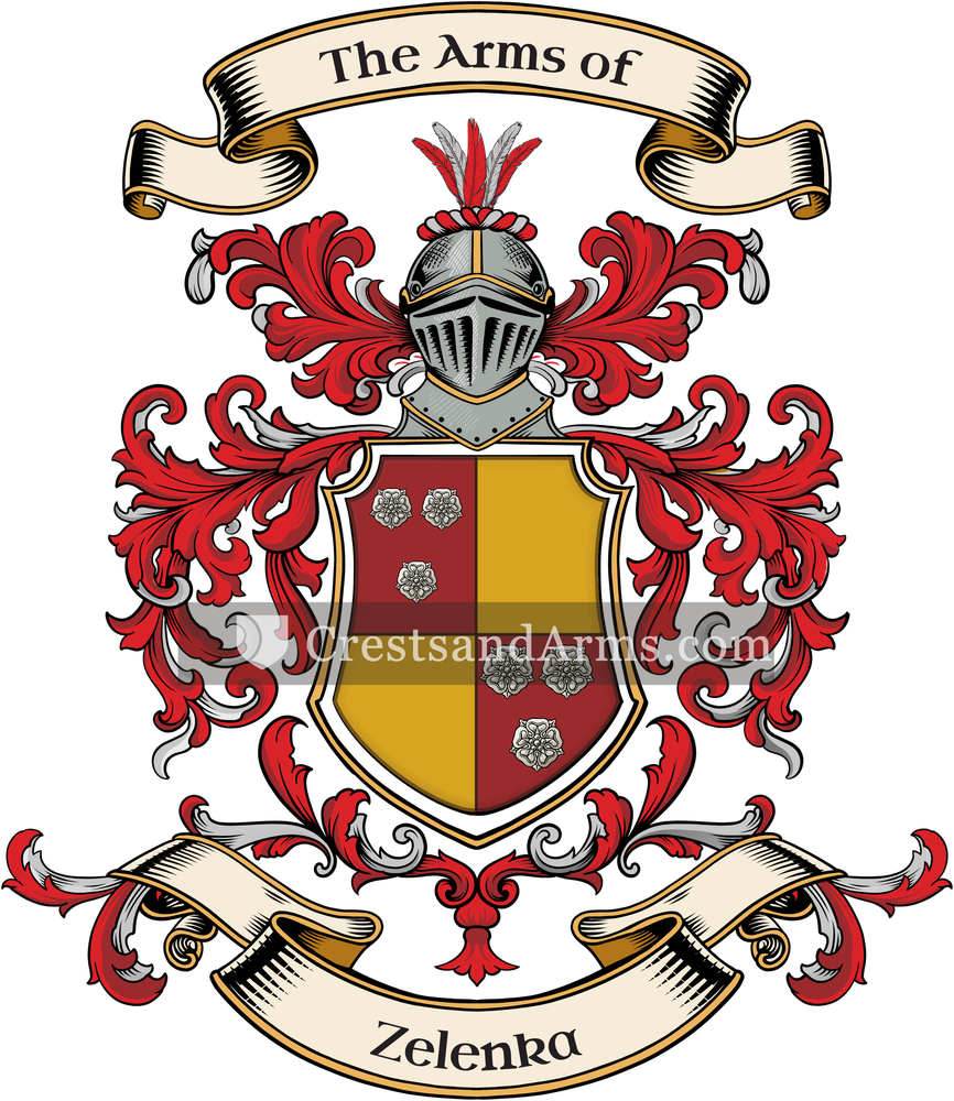 The Zelenka coat of arms, drawn from the recorded blazon