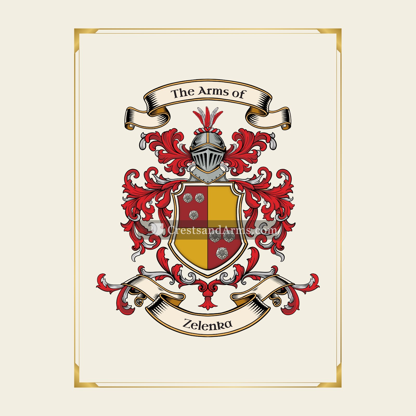 With gold border