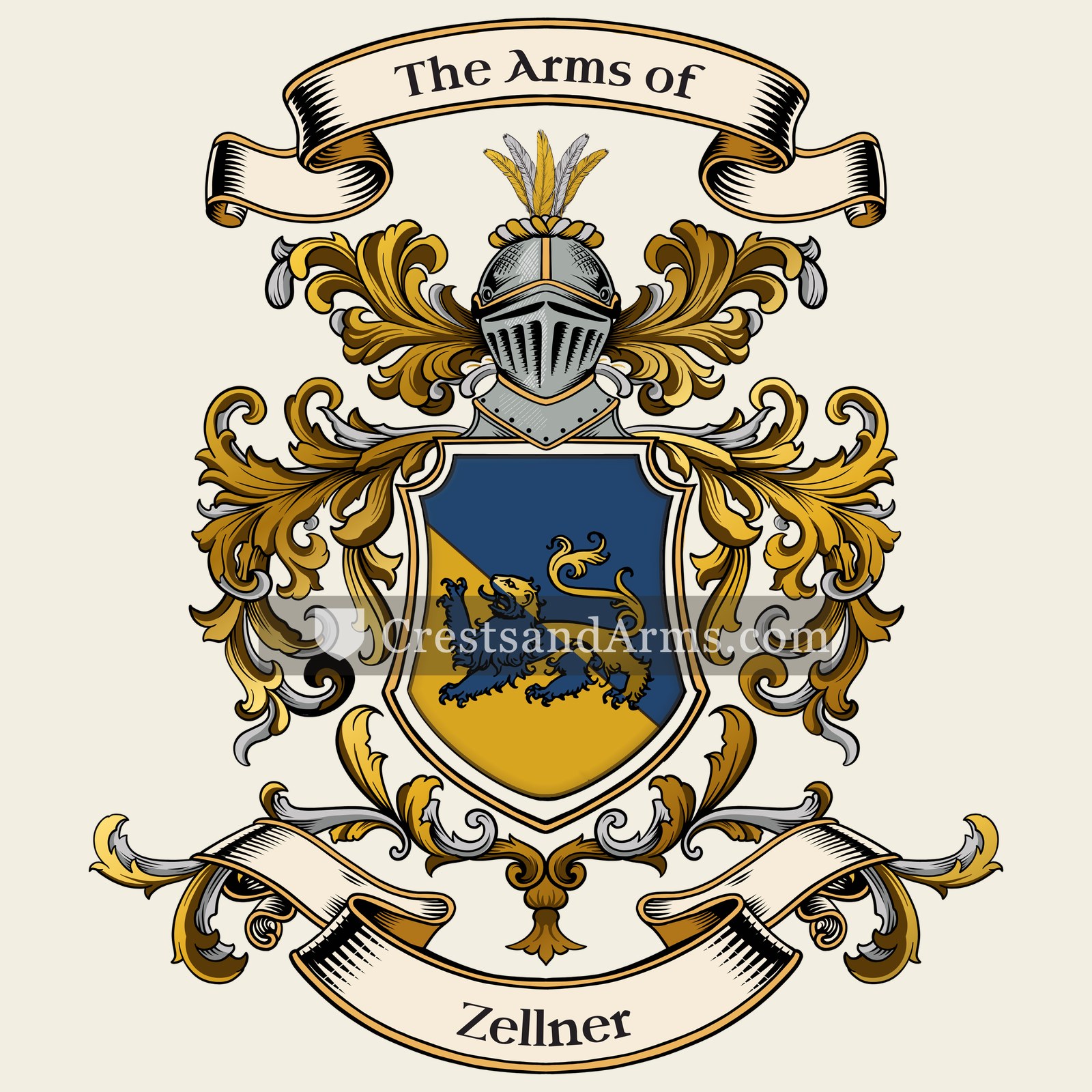 The Zellner coat of arms, drawn from the recorded blazon
