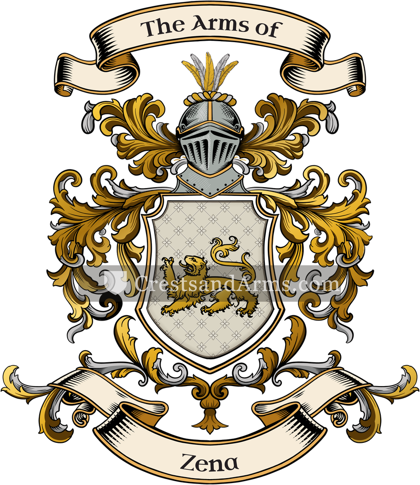 The Zena coat of arms, drawn from the recorded blazon