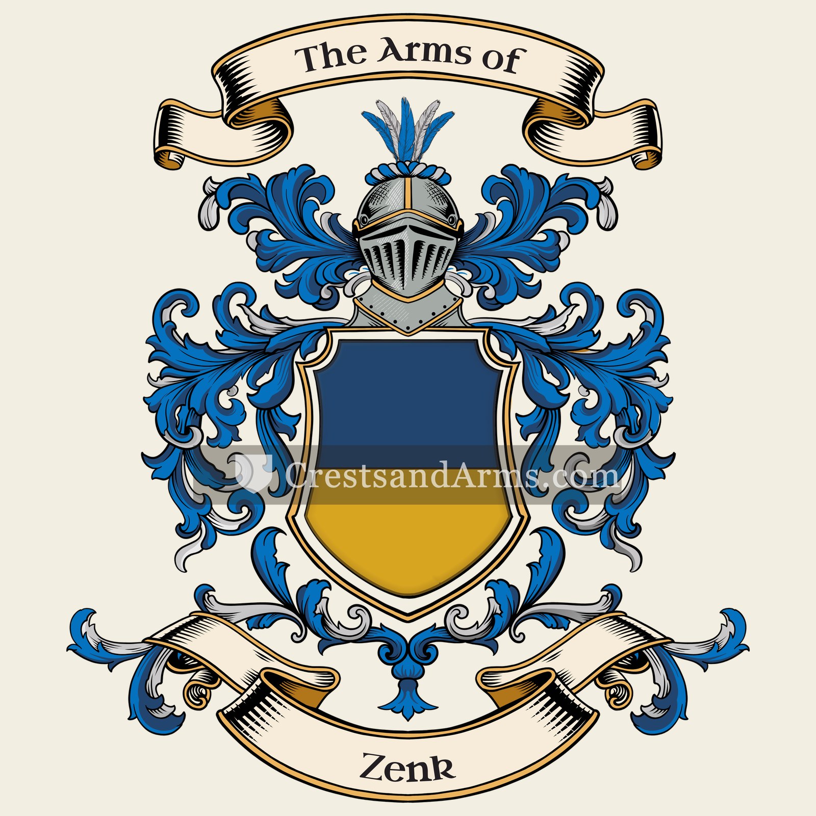 The Zenk coat of arms, drawn from the recorded blazon