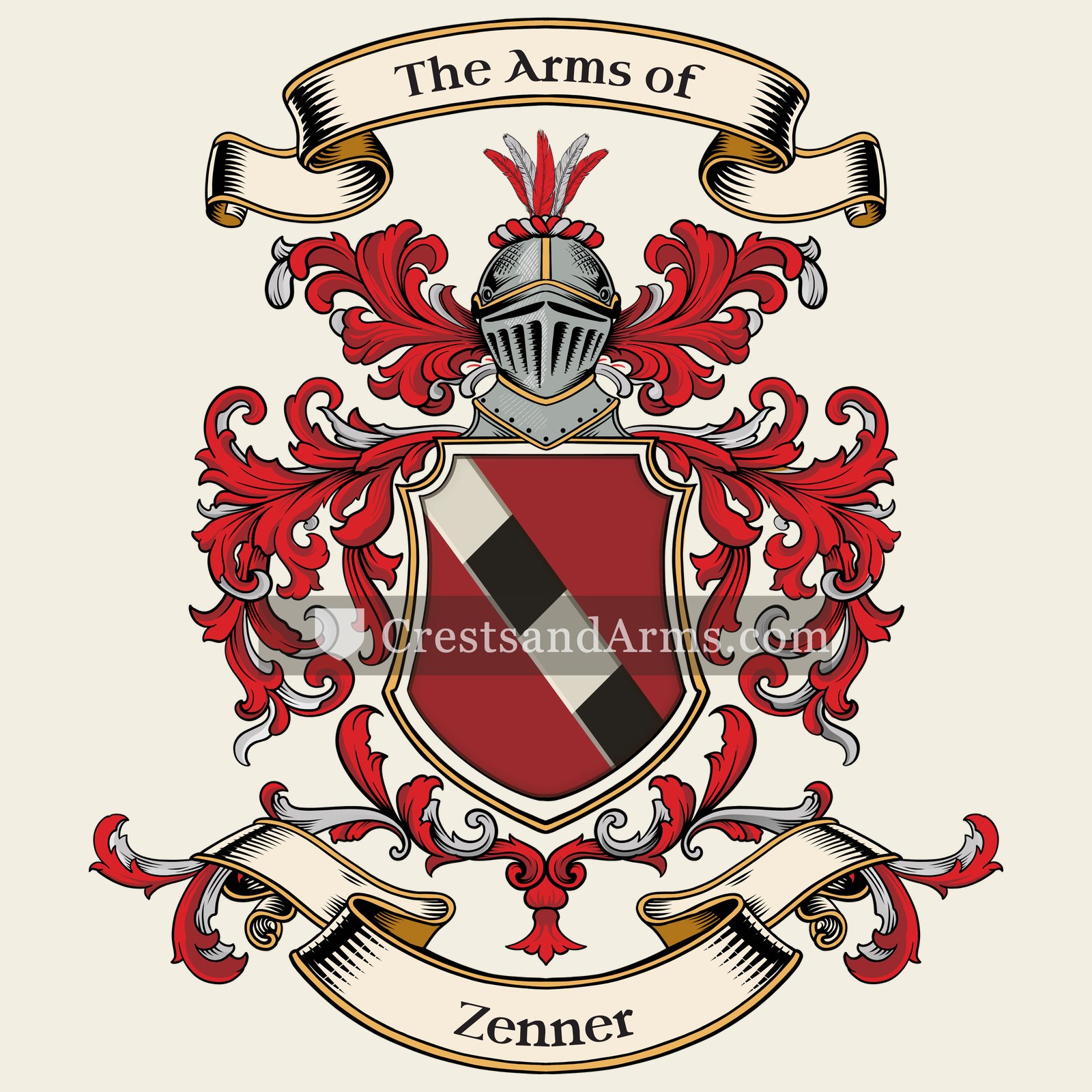 The Zenner coat of arms, drawn from the recorded blazon