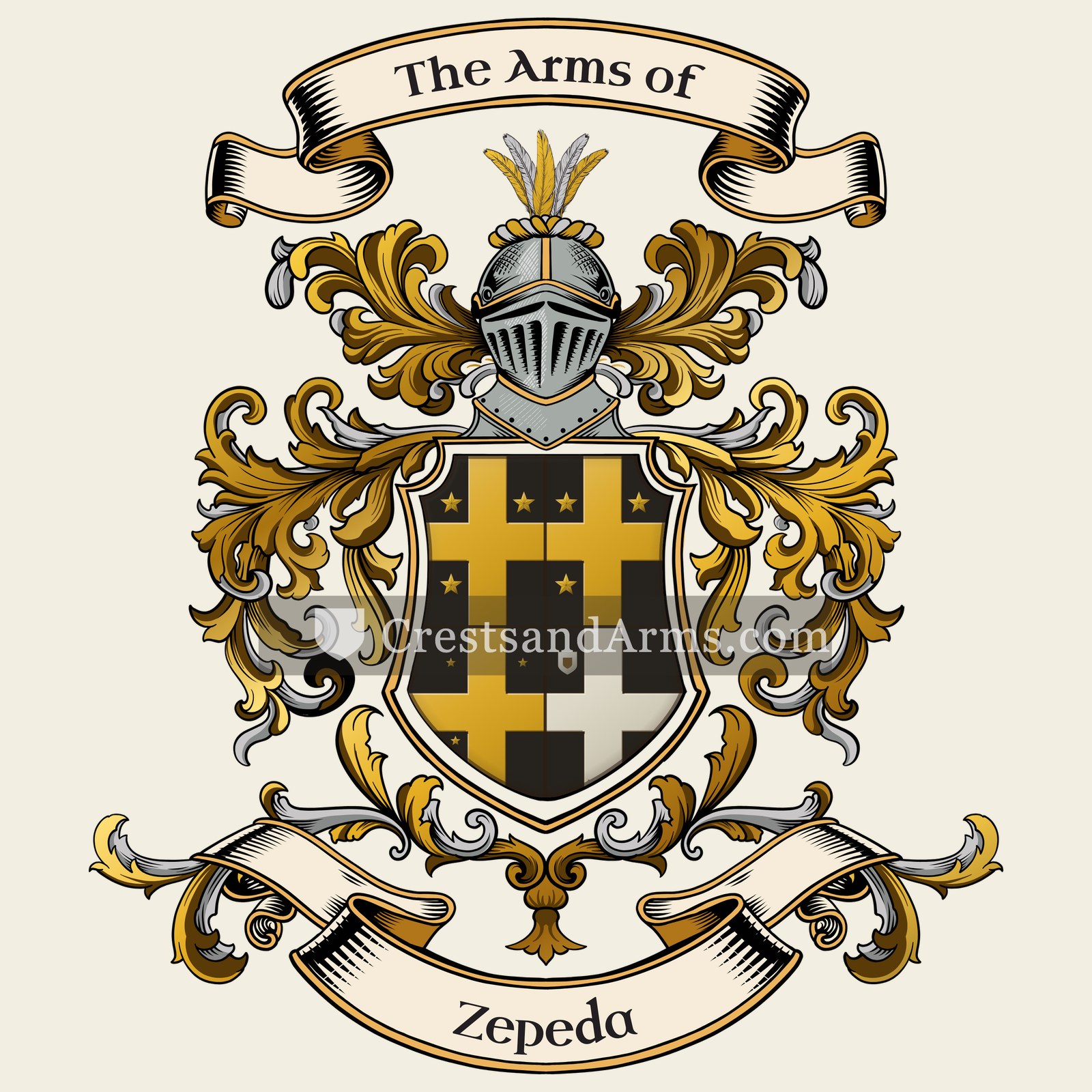 The Zepeda coat of arms, drawn from the recorded blazon