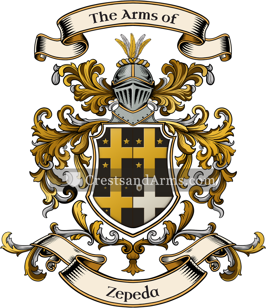 The Zepeda coat of arms, drawn from the recorded blazon