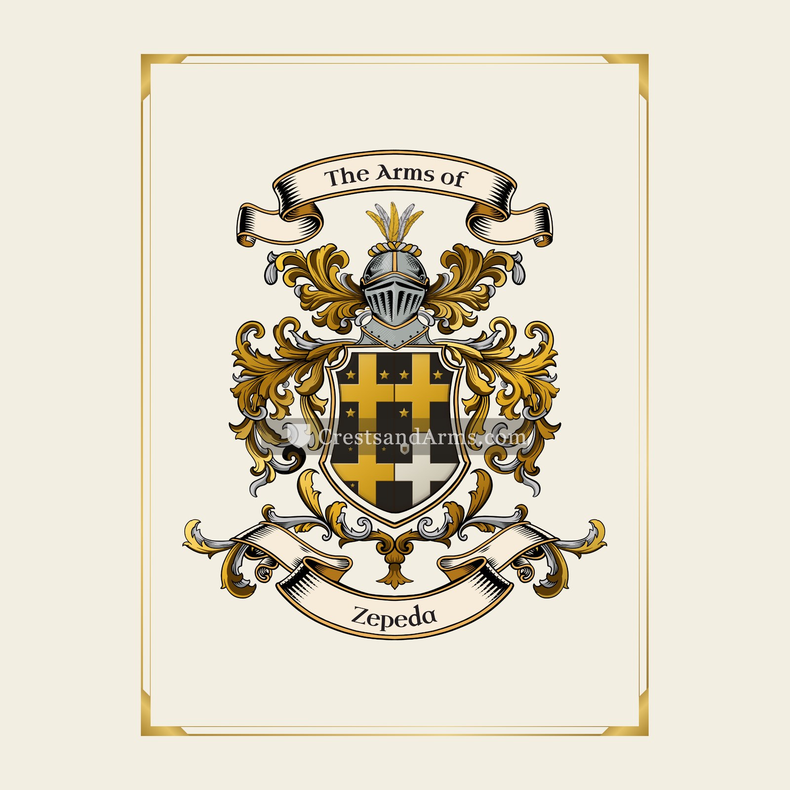 With gold border