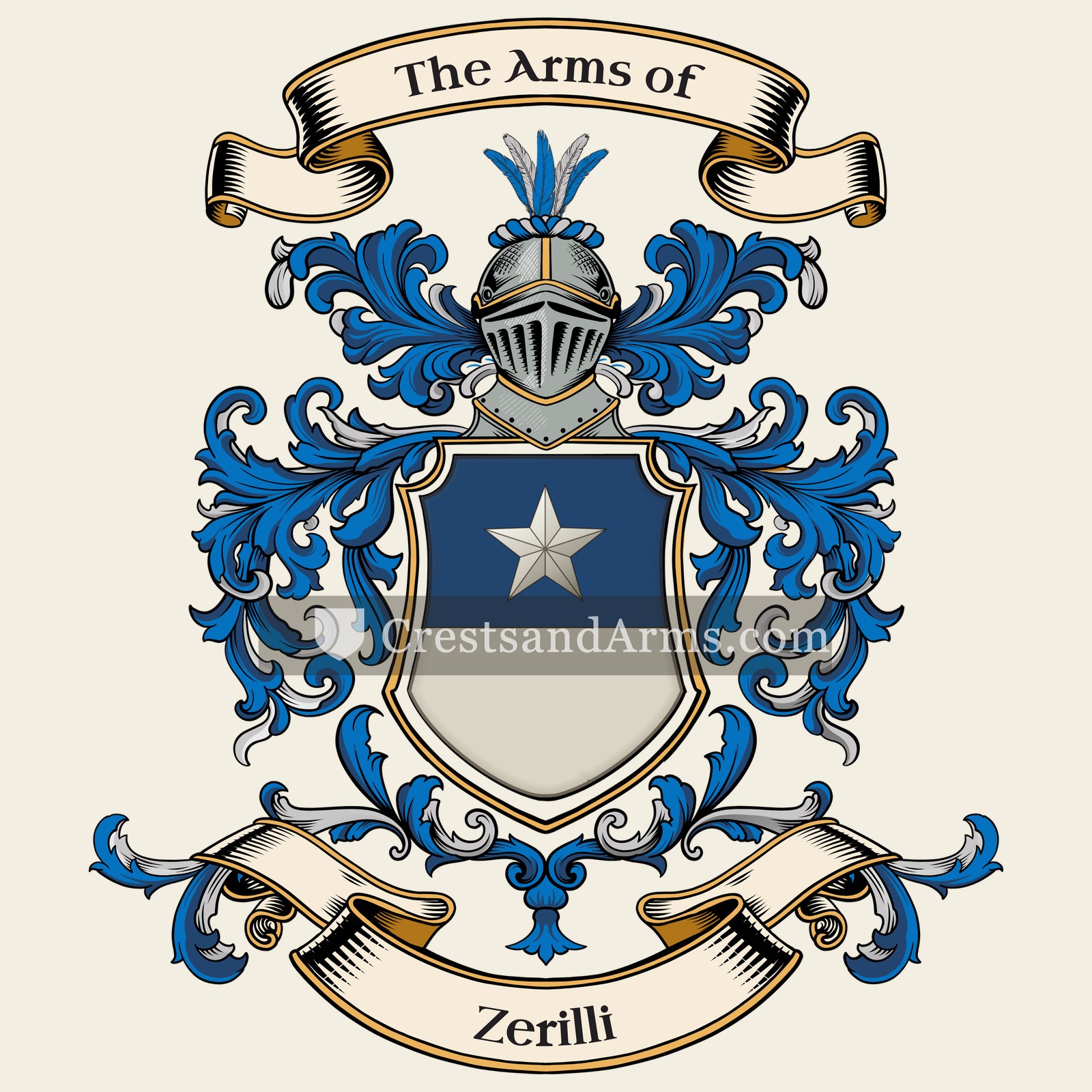 The Zerilli coat of arms, drawn from the recorded blazon