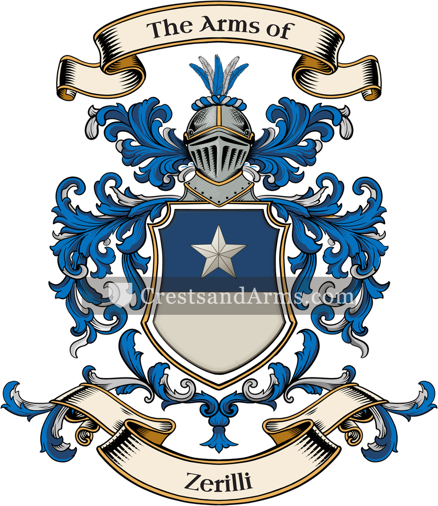 The Zerilli coat of arms, drawn from the recorded blazon