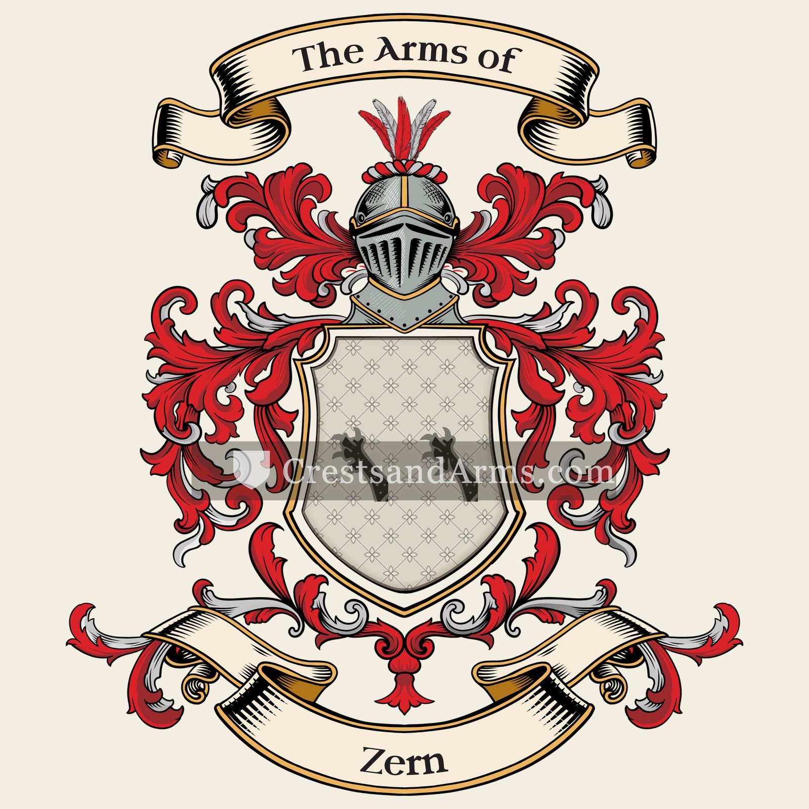 The Zern coat of arms, drawn from the recorded blazon