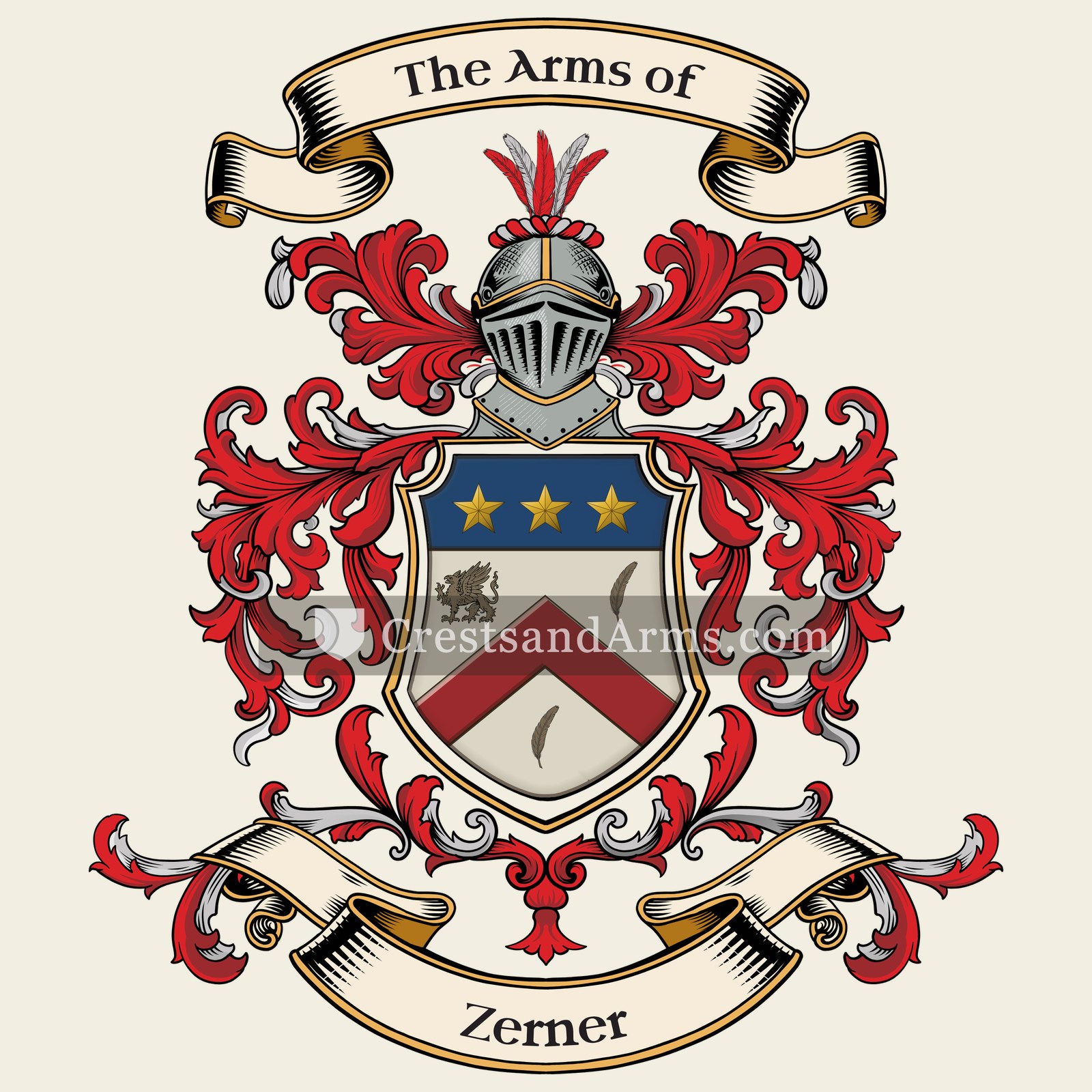 The Zerner coat of arms, drawn from the recorded blazon