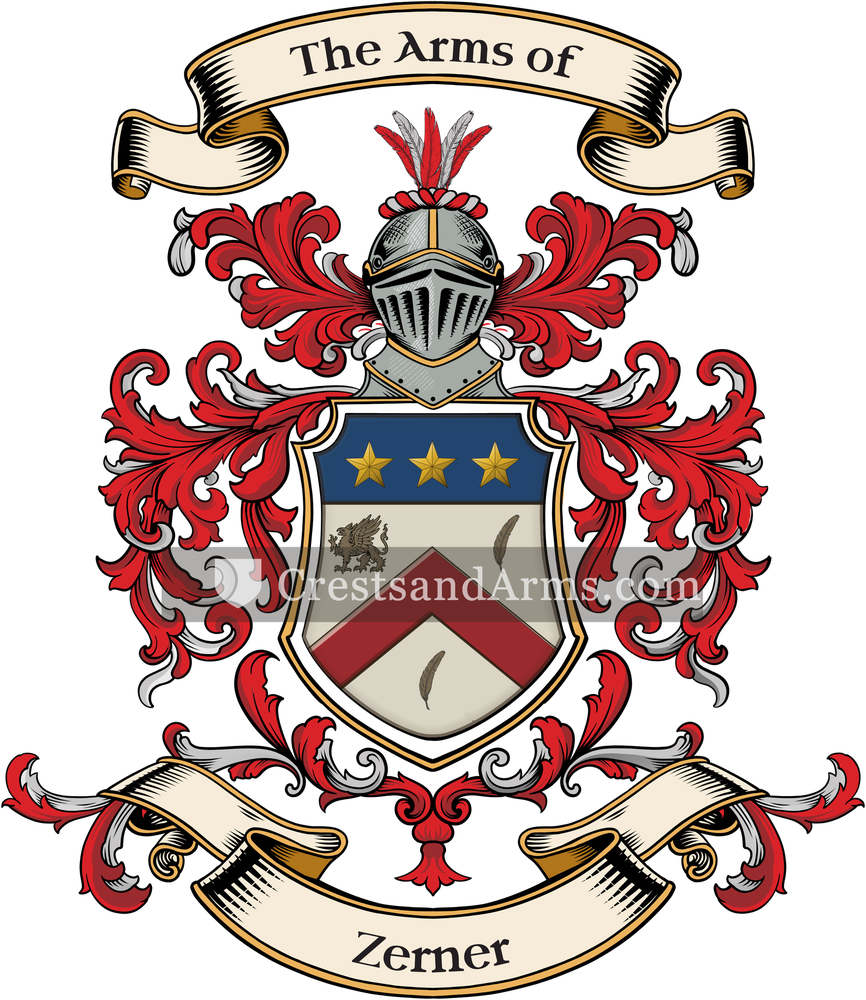The Zerner coat of arms, drawn from the recorded blazon