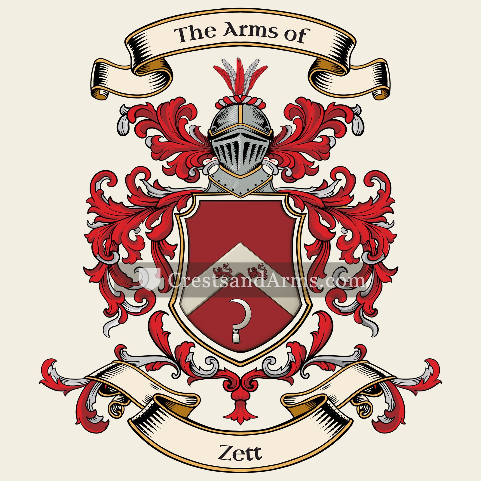 The Zett coat of arms, drawn from the recorded blazon