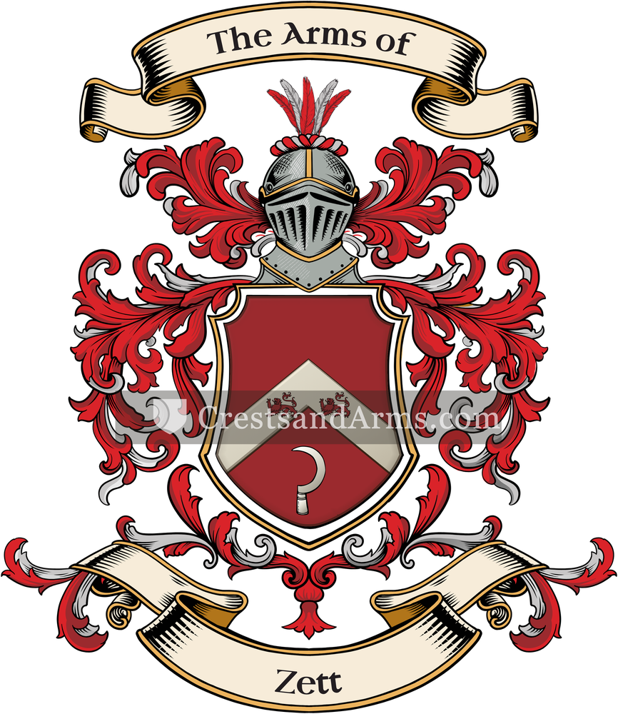 The Zett coat of arms, drawn from the recorded blazon
